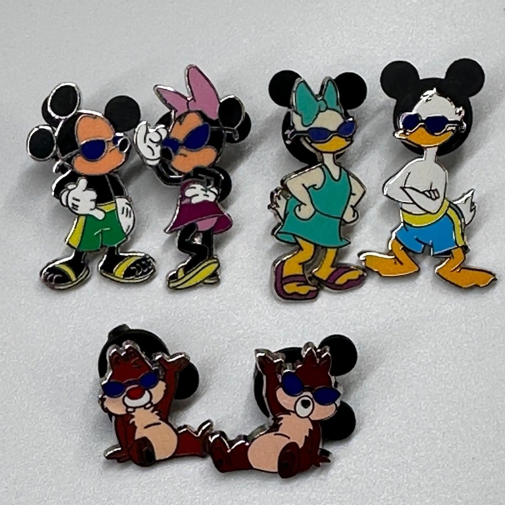 Disney Cool Characters Pin Set Mickey Minnie Donald Daisy Chip Dale 2012 PP89351